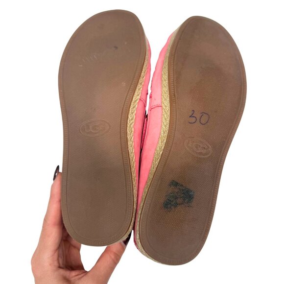 UGG Suzette Moccasin Flats Pink Nubuck Beaded Leather Lace Womens 8.5 Like New - Picture 8 of 10